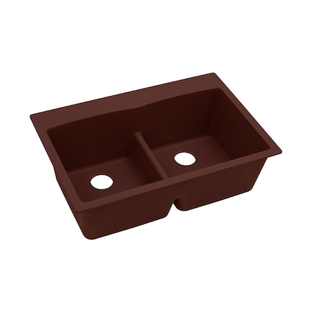 Elkay Quartz Classic 33 X 22 X 10 Equal Double Bowl Top Mount Sink With Aqua Divide Pecan ELGDLB3322PC0